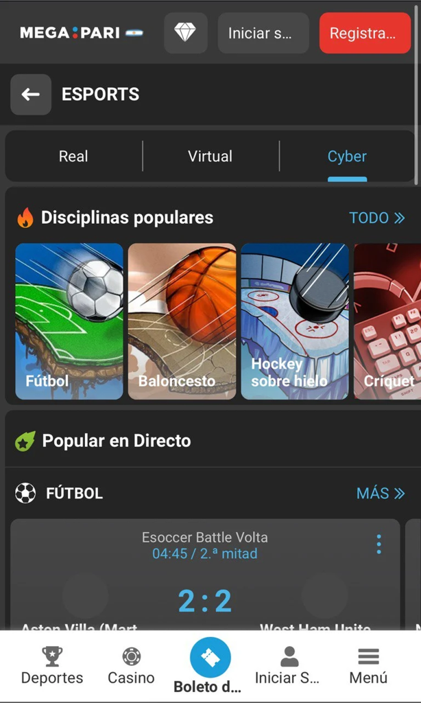 la Aplicación Megapari